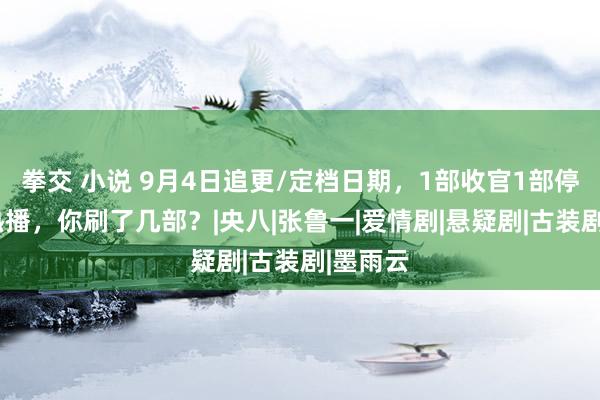 拳交 小说 9月4日追更/定档日期，1部收官1部停更9部热播，你刷了几部？|央八|张鲁一|爱情剧|悬疑剧|古装剧|墨雨云